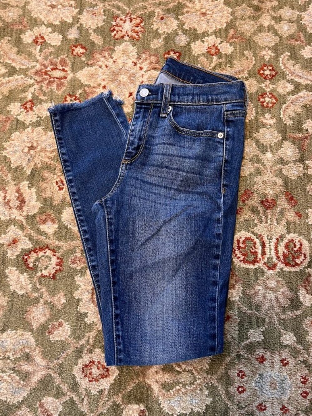 GAP 1969 Medium Wash Raw Hem Skinny Jeans